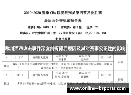 裁判遭遇攻击事件深度剖析背后原因及其对赛事公正性的影响