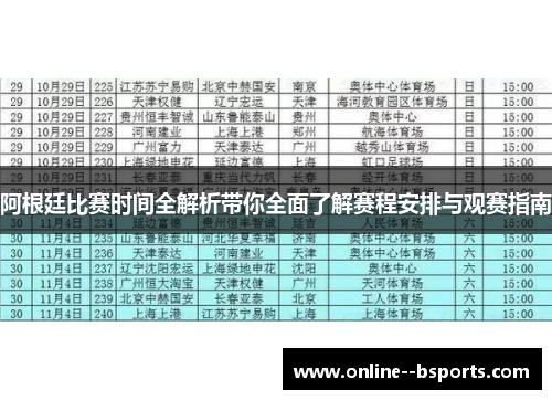阿根廷比赛时间全解析带你全面了解赛程安排与观赛指南